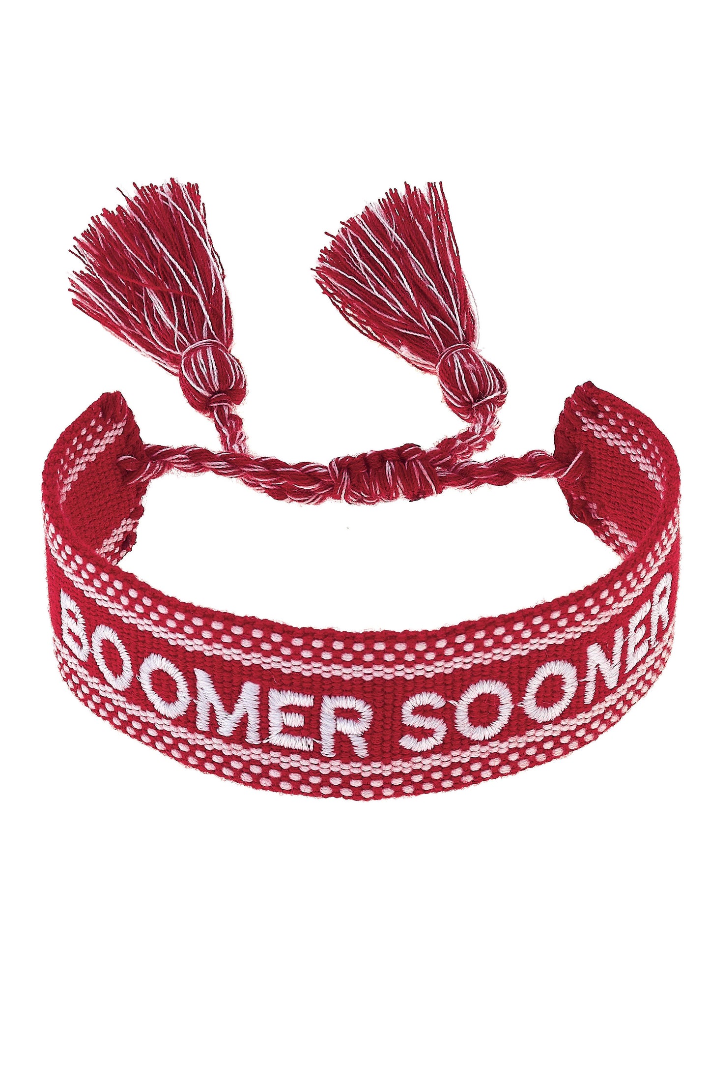 Oklahoma Sooners Woven Tassel Bracelet in Crimson