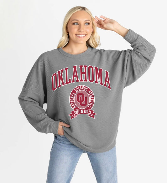 OKLAHOMA SOONERS TRAINING DAY VINTAGE WASH CORDED PULLOVER