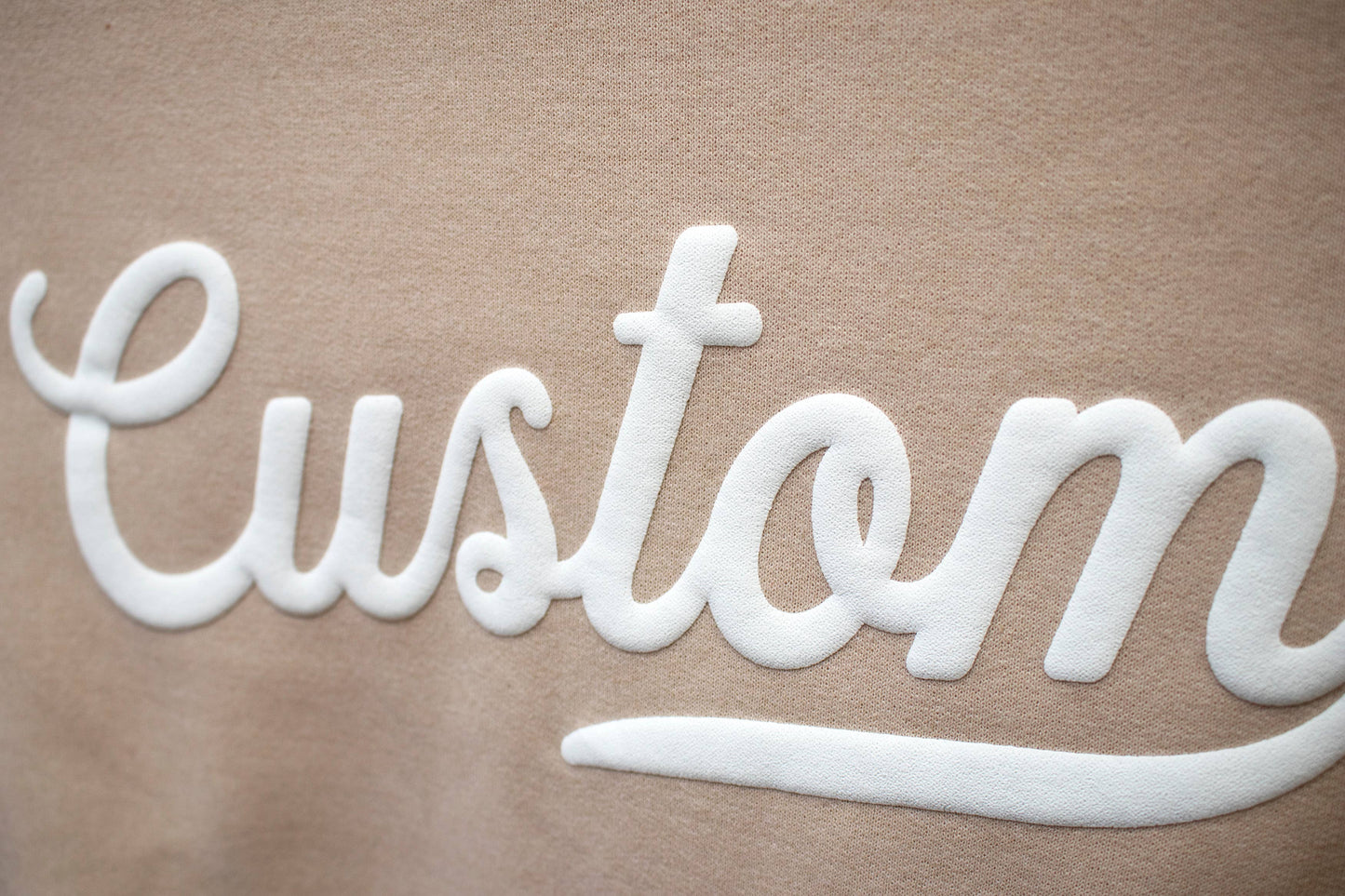 PUFF PRINT Custom Cropped Sweatshirt – Embossed 3D Lettering: Baby Blue / White / S