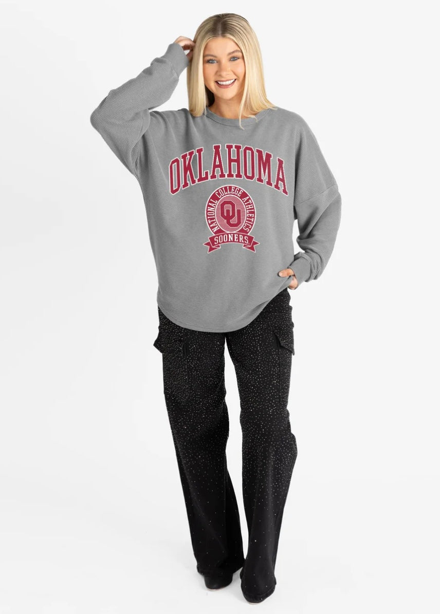 OKLAHOMA SOONERS TRAINING DAY VINTAGE WASH CORDED PULLOVER