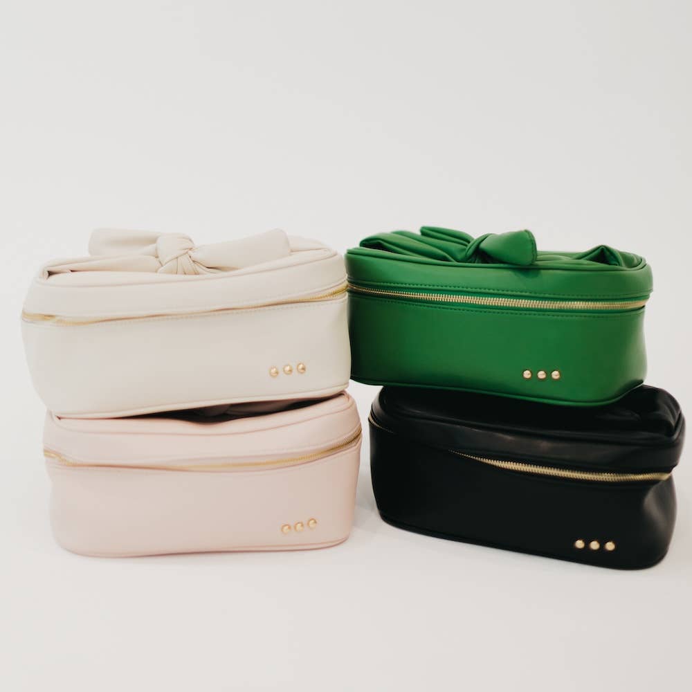 Madelyn Bow Makeup Bag: Emerald