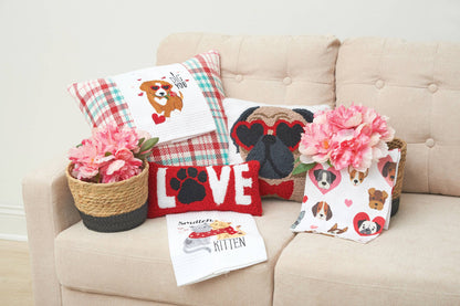 Valentine's Day Pugs & Kisses Throw Pillow