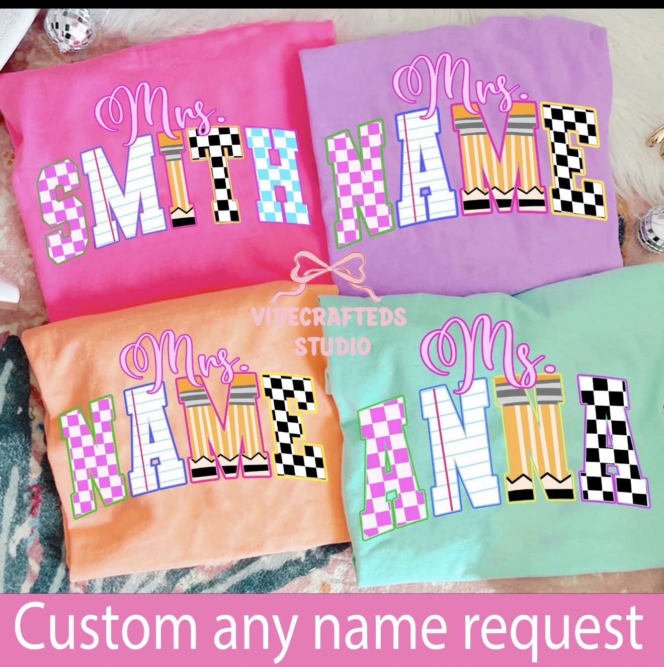 Teacher Name Block Tee