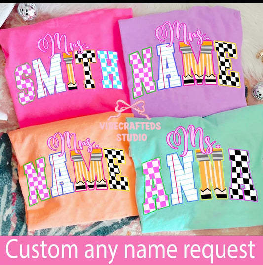 Teacher Name Block Tee