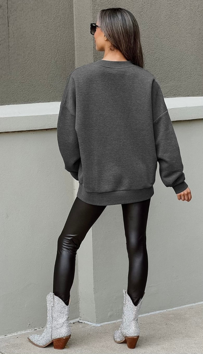 OKLAHOMA STATE COWBOYS EASY STREET PREMIUM FLEECE DROP SHOULDER CREWNECK PULLOVER