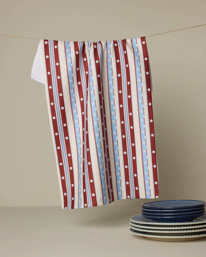 Blue Skies Stripes Tea Towel