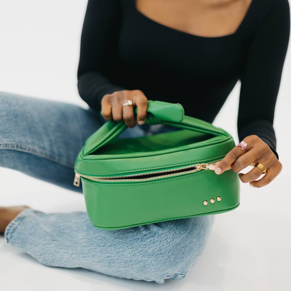 Madelyn Bow Makeup Bag: Emerald