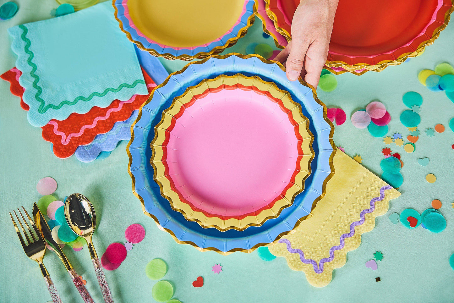 Rainbow Ric Rac Assorted Dinner Plates (10 ct)