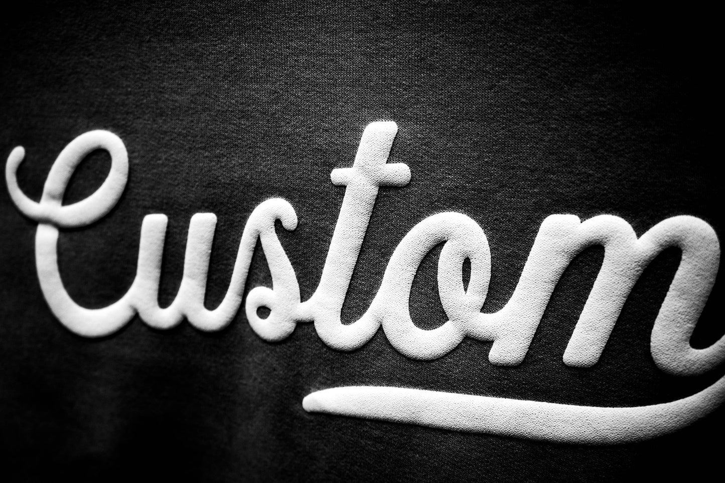 PUFF PRINT Custom Cropped Sweatshirt – Embossed 3D Lettering: Baby Blue / White / S